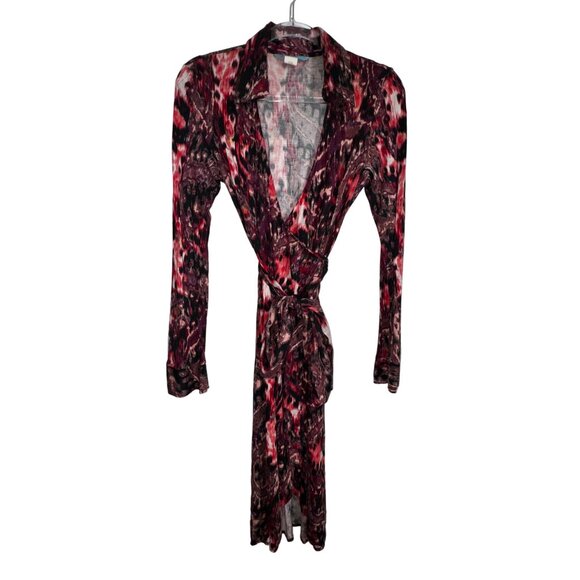 Marciano‎ Long Sleeve Wrap Dress Vibrant Abstract Print Large - Picture 3 of 7